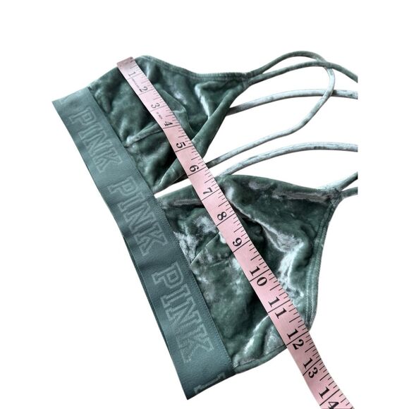 Victoria's Secret PINK Crushed Velvet Sage Green Unlined Bralette Size S - Picture 7 of 8